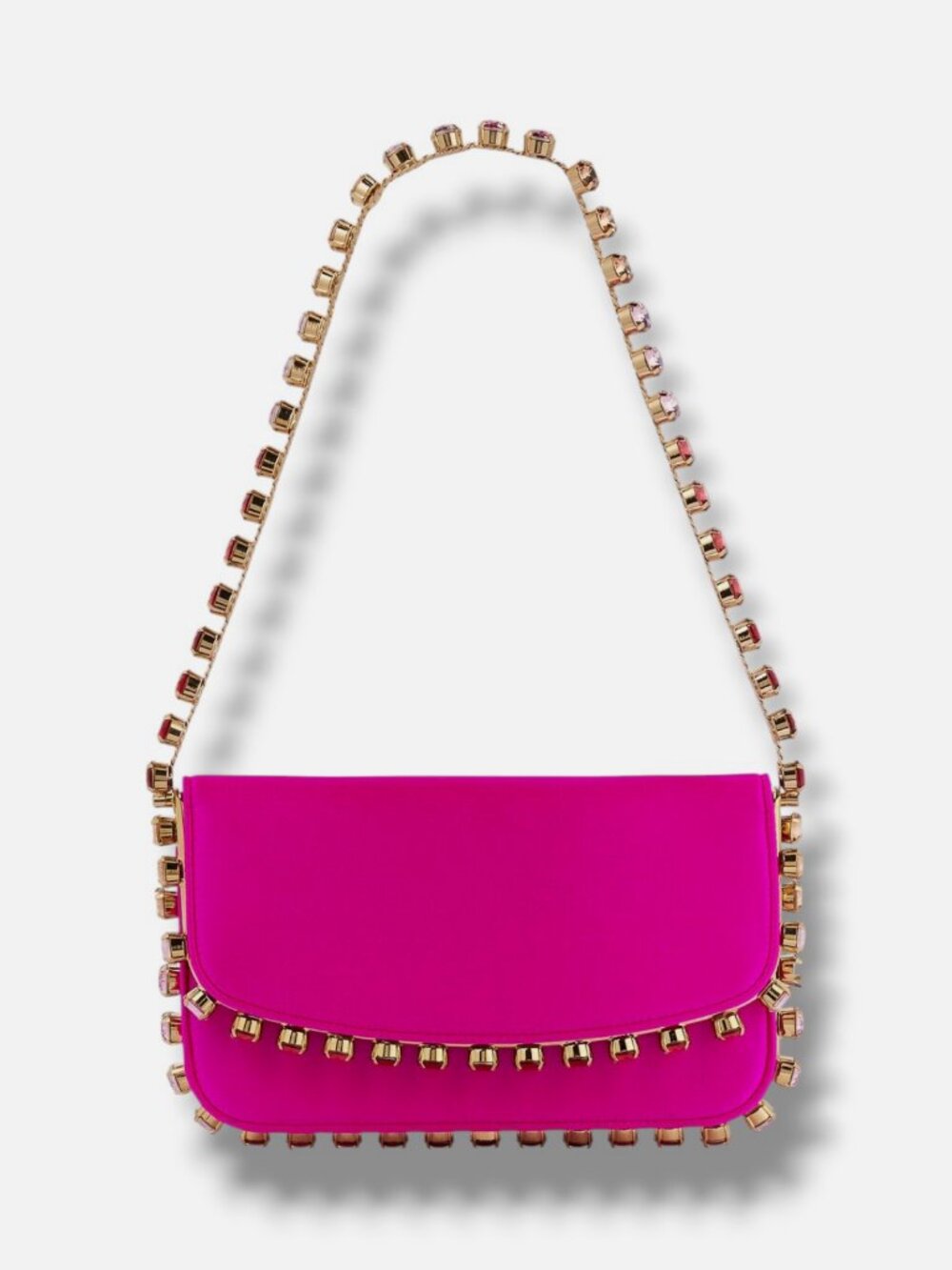 Aquazzura Women's Pink Silk Mini Galactic Crystal Embellished Shoulder Bag